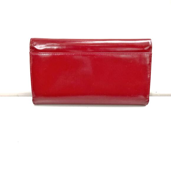 Vintage Ralph Lauren Red Patent Leather Turnlock Wallet | Classic Preppy Clutch - Picture 5 of 11